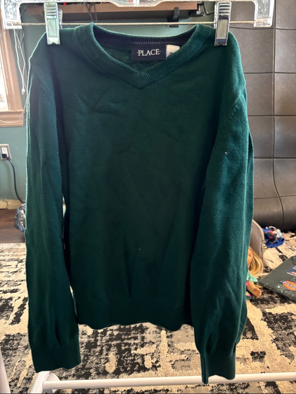Place Forest Green V-Neck Sweater